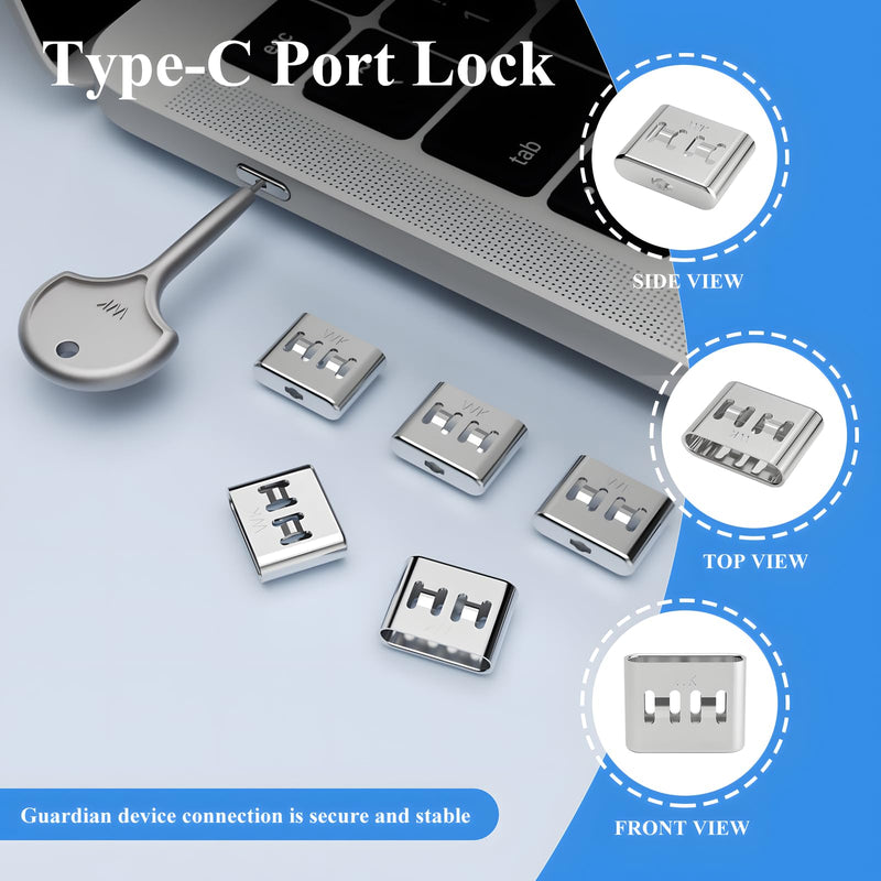 35 PCS USB Type C Anti-Theft Security Lock with 3 Anti-Break Metal Key Physical Containment,Universal Compatibility for All Type-C Devices, Enhanced Data Protection 35+3