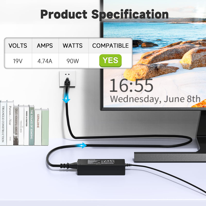 19V Power Cord Compatible with HP UltraSlim Docking Station HSTNN-IX10 Compatible with Slimline 260/400/500 Series D9Y32 Series V8P15AA