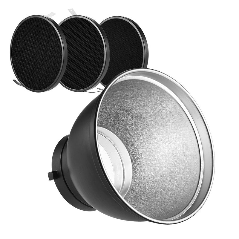 Andoer 7" Standard Reflector Diffuser Lamp Shade Dish with 10° 30° 50° Honeycomb Grid for Bowens Mount Studio Strobe Flash Light Speedlite