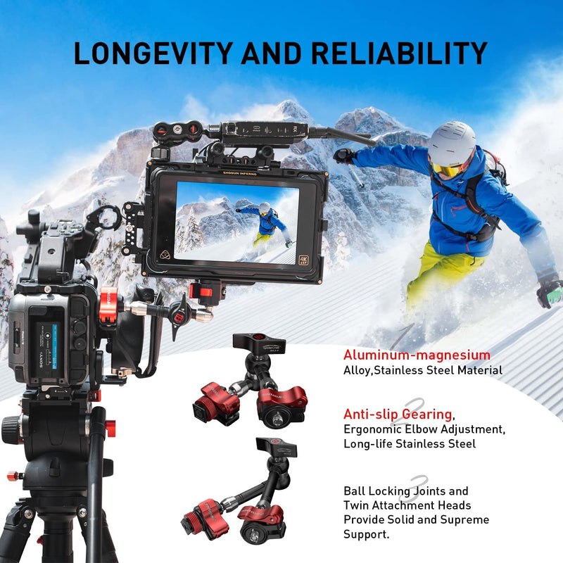 IFOOTAGE Magic Arm Clamp MA3-4, 7 Inches Adjustable Friction Power Articulating Magic Arm with 1/4" and 3/8" Thread Screw for DSLR Camera Rig/LCD Monitor/LED Lights 7inch