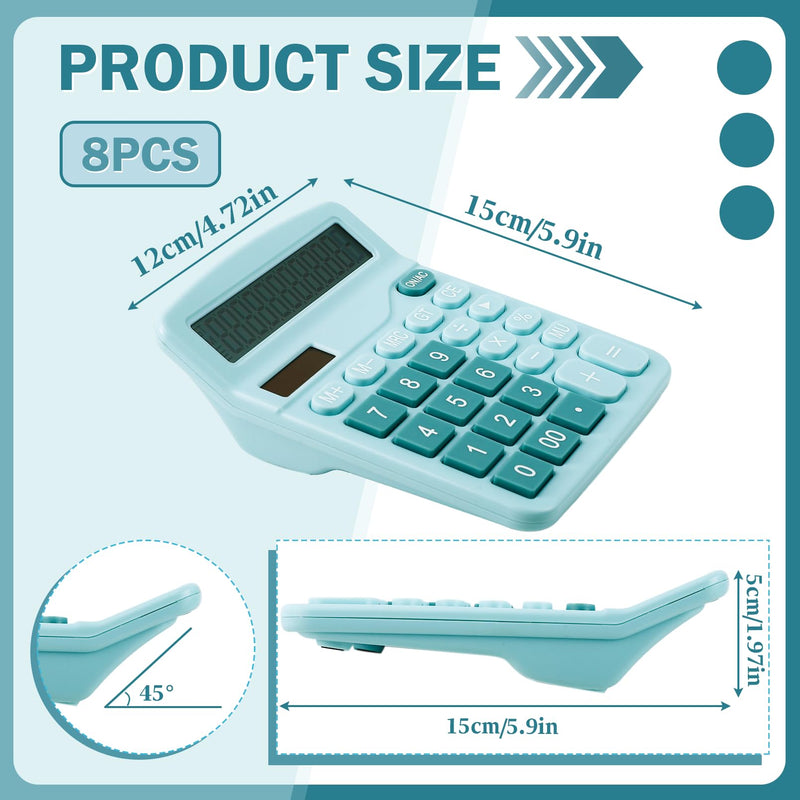 12-Digit Calculator, Desktop Calculators with Big Buttons and Large Display,Office Calculators Desktop,Solar Battery Dual Power,Desk Calculator for Office Home(Blue,8 Pack)