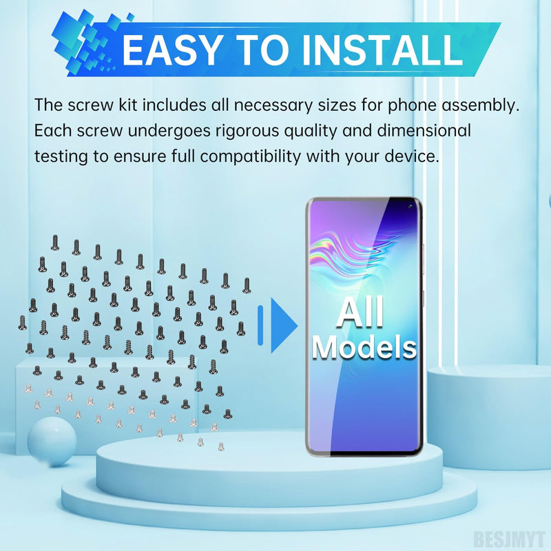 for Samsung Galaxy Mobile Phone Full Complete Black Screws Replacement Kit for All Models A15 S24 Note Plus Ultra Internal Screw Fix Inner Parts with Screwdrivers Repair Tools