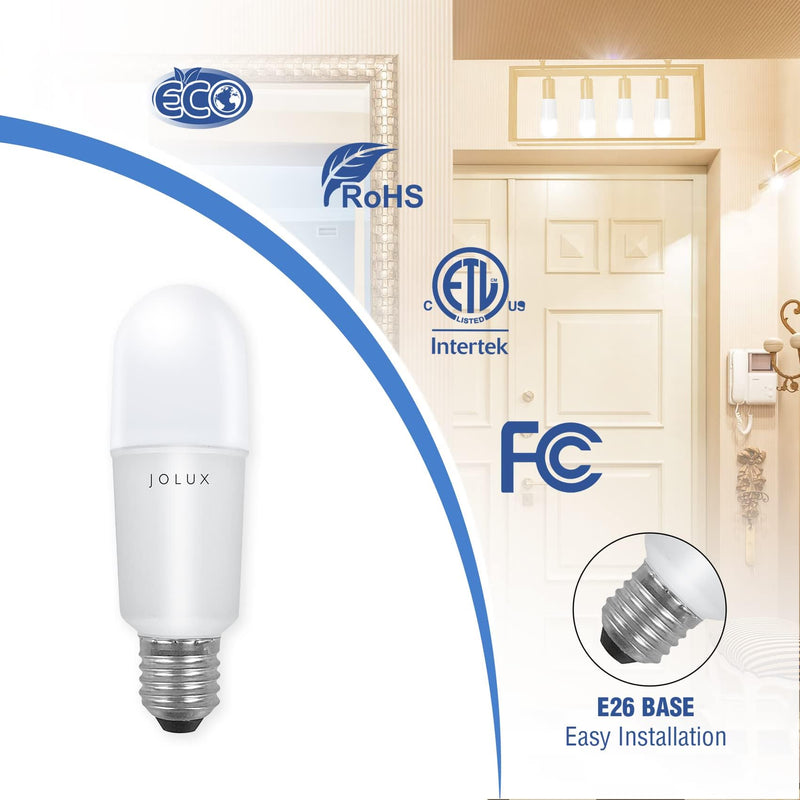 Jolux led Stick Lights for Enclosed Fixture,Led bulbs100 Watt Equivalent,2700K Soft White,1500 LM,E26 Medium Screw Base,High Lumen Light Bulb,Non-Dimmable, 6 Count (Pack of 1)……… Soft White(2700k)
