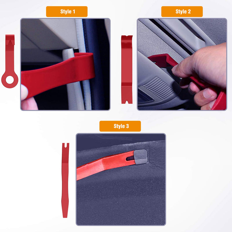 GOOACC 8PCS Auto Trim Scratch Removal Tool Car Audio Dash Panel Window Molding Fastener Remover Tool Kit-Red Red