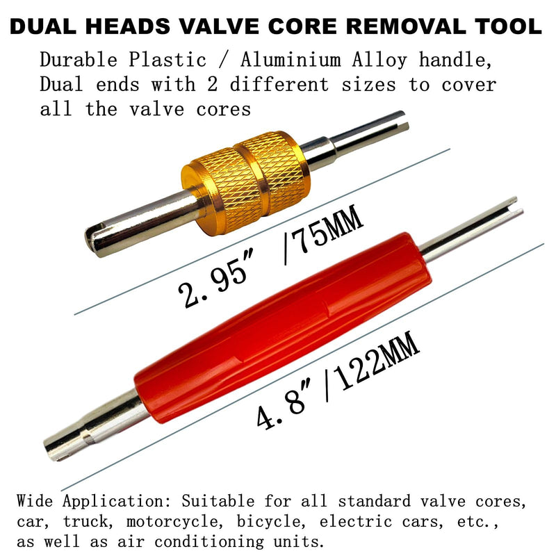 6Pcs Valve Core Removal Tool Set-R134a R12 HVAC Double Heads Tire A/C Systems Schrader Valve Stem Core Remover Tools,Tire Repair Tools, Air Conditioning Valve Core Remover Schrader Valve Tool 6Pcs Valve Core Removal Tool