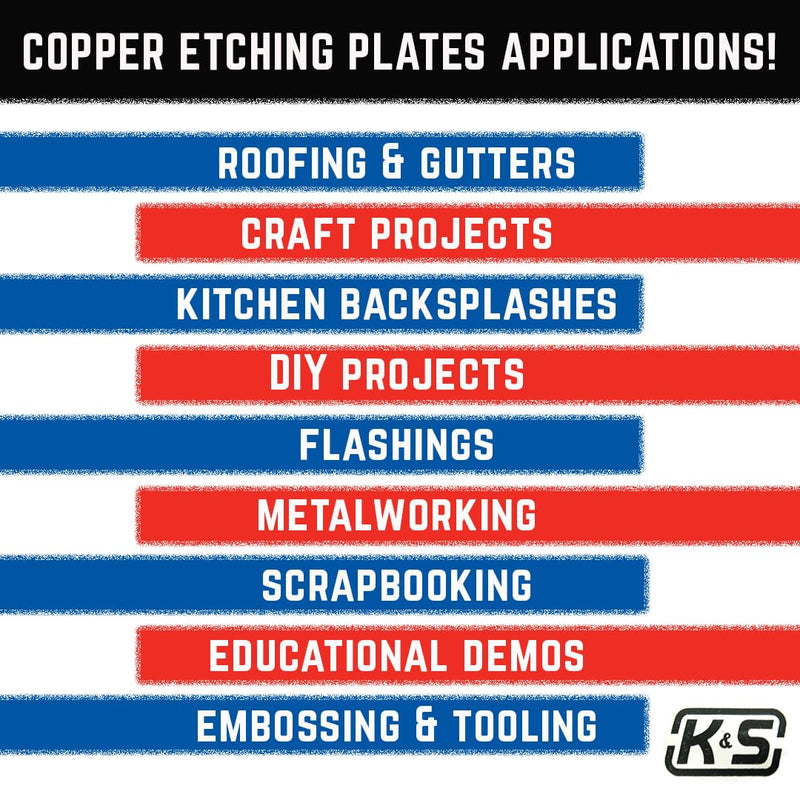 K&S Precision Metals Copper Etching Plate 6602 – 0.050" Thick x 5" Wide x 7" Long – DIY Crafts, Engraving, Metalworking, Made in USA, 1 Plate