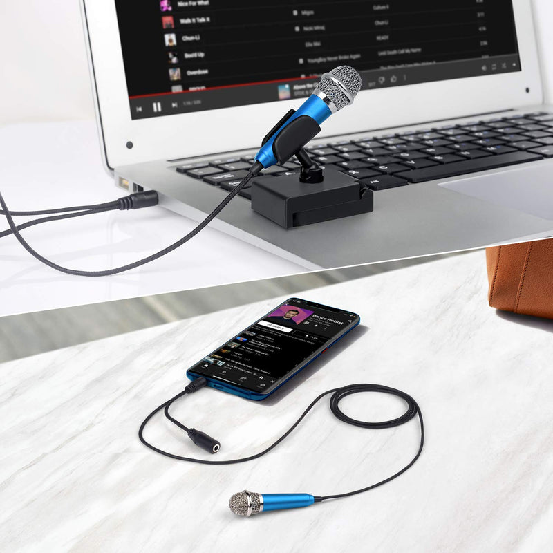 Uniwit Mini Portable Vocal/Instrument Microphone for Mobile Phone Laptop Notebook Apple iPhone Sumsung Android with Holder Clip - Blue