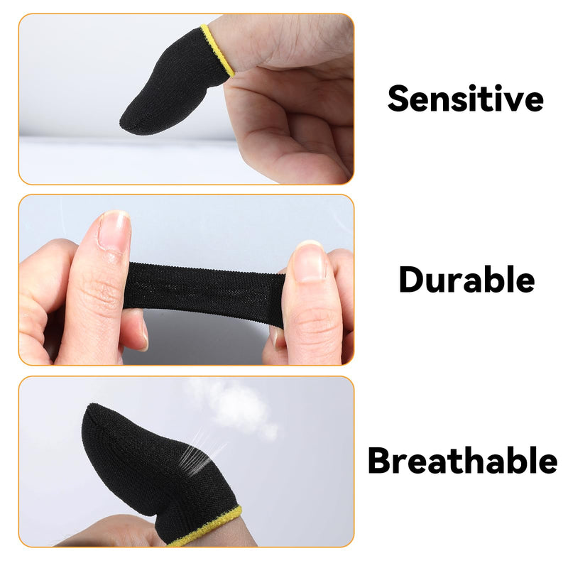 30 Pcs Carbon Gamer Finger Thumb Sleeves Mobile Gaming Smooth Operation Stabilizer Sweatproof Breathable Thin Compression Support Glove Protector Seamless Screen Finger Cover