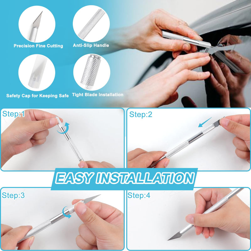 10PCS Window Tint Tools Kit, Premium Vinyl Wrap Kit, Easy to Apply Glass & Window Film Application Kit, Vehicle Vinyl Wrap Tools - 2PCS Felt Squeegee & Micro Squeegee & Craft Knife &Edge Trimmer