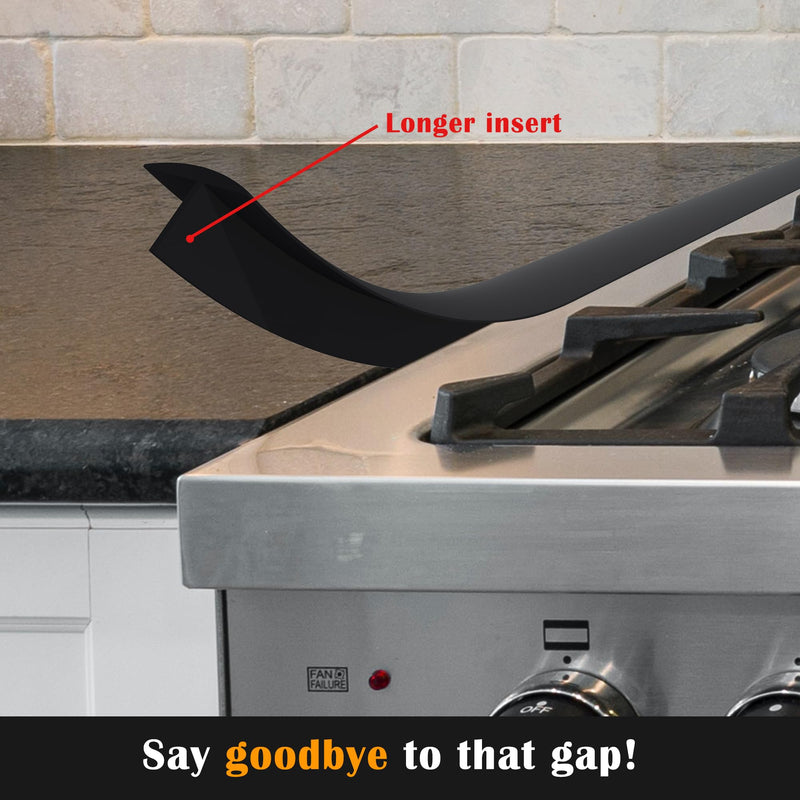 KindGa Stove Gap Covers - 30 Inch Silicone Counter Gap Filler 2 Pack Black | 0.2-1 inch gap range seal spill between appliance, countertop, oven; Long stove counter gap cover, gas stove side gap covers 30"