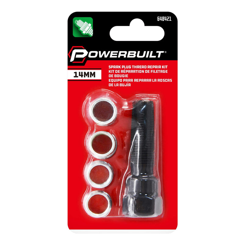 Powerbuilt 648421 14MM Spart Plug Thread Repair Kit 14mm Rethreader Kith with 4 Inserts