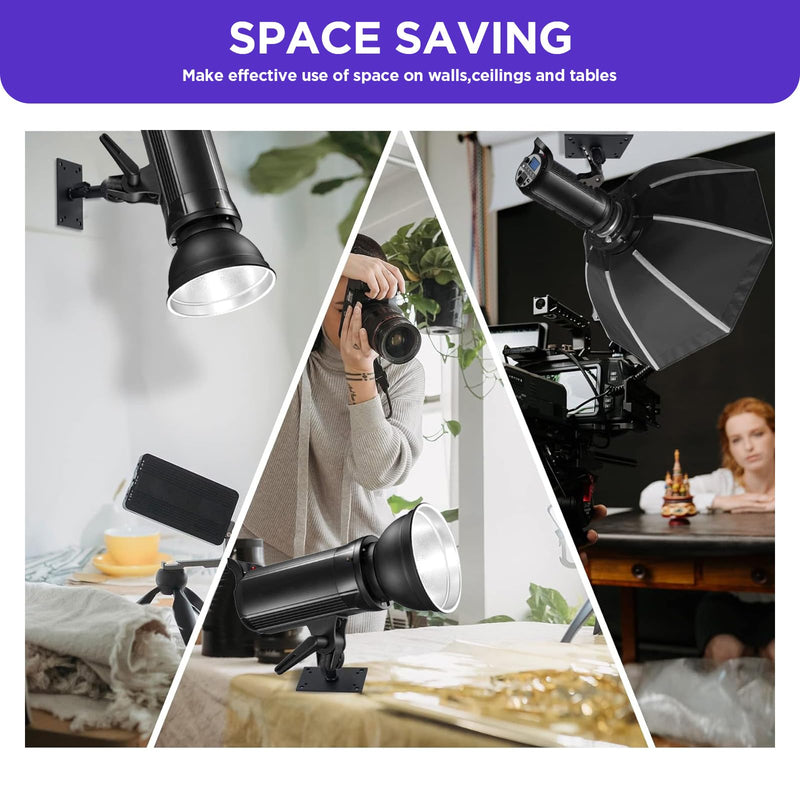 Studio Baby Pin Plate Wall Ceiling Mount,5.9" Mini Lighting Wall Holder with 5/8" Stud for Photo Studio Light Stand Flash Accessories…
