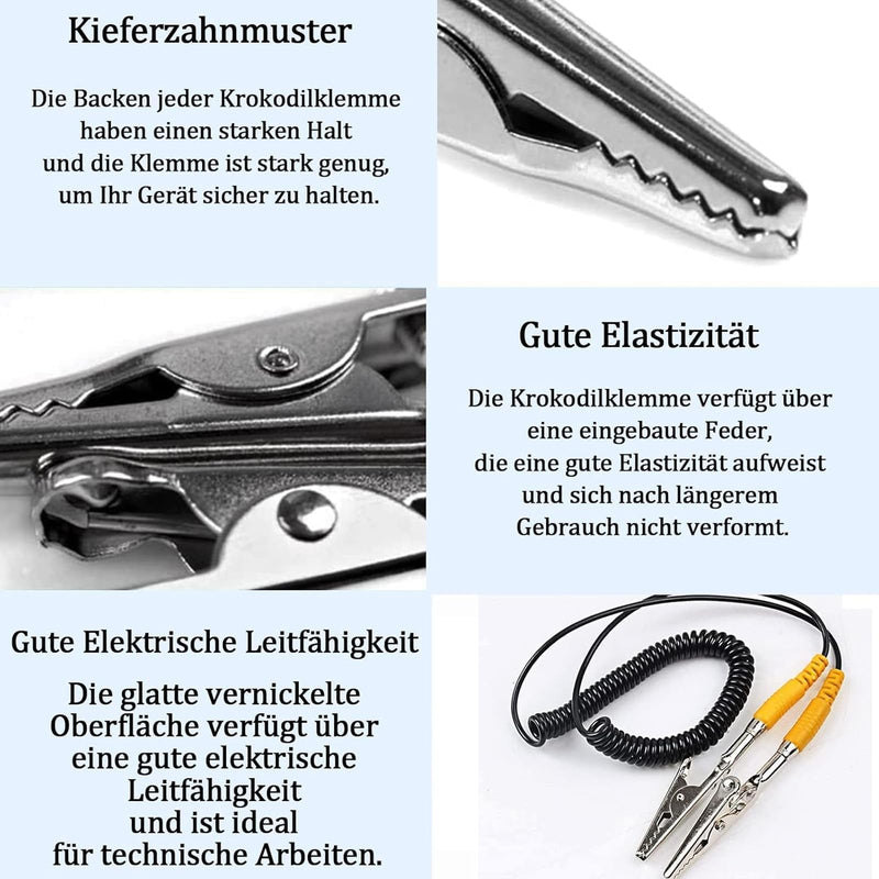 Pack of 100 Alligator Clips, Electric Test Crocodile Clips, Small, Metal, Silver, 10A Alligator Clips for Laboratory and Electrical Test Work 100 Items