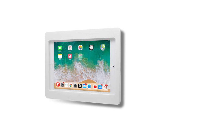 TABcare Anti-Theft Acrylic VESA Enclosure for Apple iPad 2/3/4 9.7" with Free Wall Mount Kit & 90-Degree Angle Charge Cable (iPad 2/3/4 9.7", White) iPad 2/3/4 9.7"