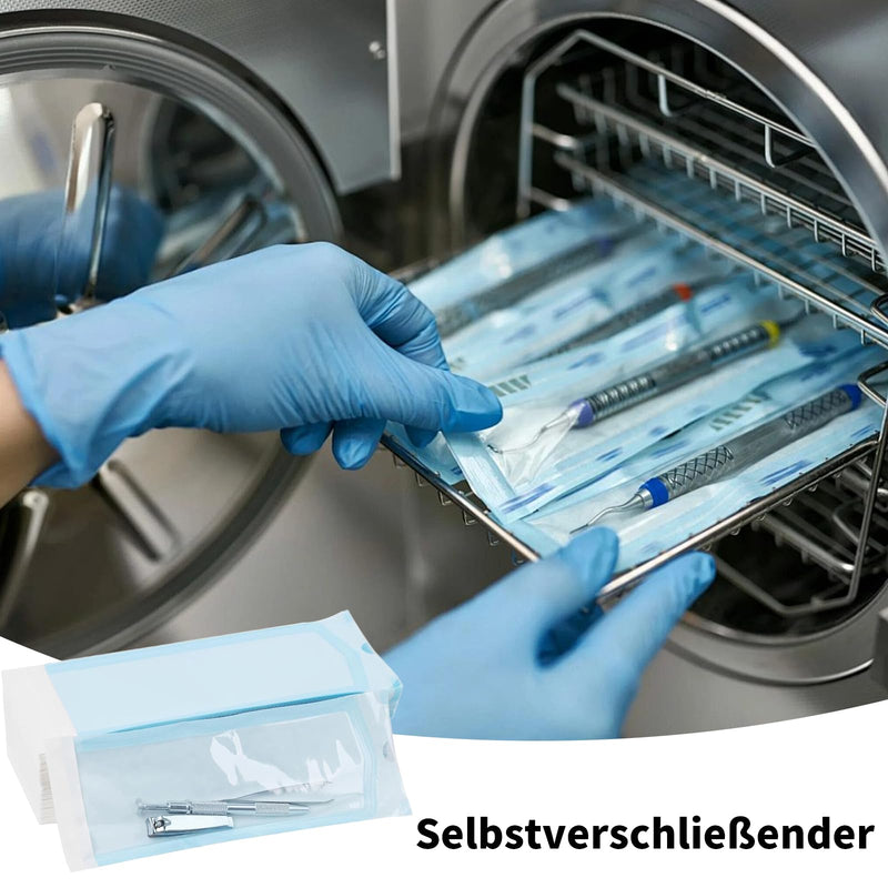 Sterilisation Bags, Pack of 50, 90 x 165 mm, Self-Sealing Sterilisation Bags for Dentist, Piercing, Manicure, Disposable Sterilisation Bags Medical