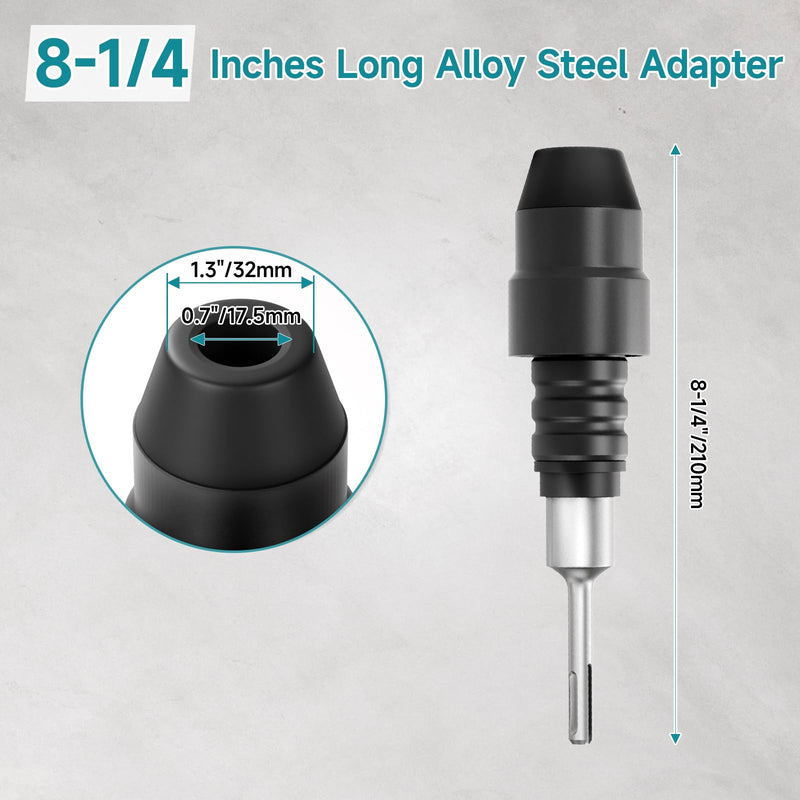 SDS-Plus to SDS-Max Hammer Drill Adapter 8-1/4" Long Black Alloy Steel Adapter