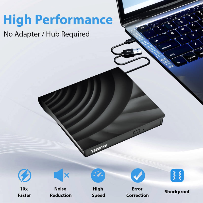 External Blu Ray Drive, USB 3.0 Type-C 3D Bluray CD DVD BD Reader Player Slim Optical Bluray CD/DVD Burner for MacBook Laptop Desktop PC Compatible with Mac OS Windows XP/7/8/10/11 External Blu Ray Drive