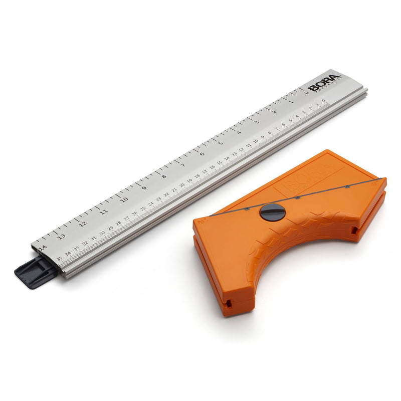 Bora 530416 QuickCut Circular Saw Guide with Rail & Angle Assist – All-in-One Woodworking Tool, 16" Durable Aluminum, (35.5cm) Guide Rail