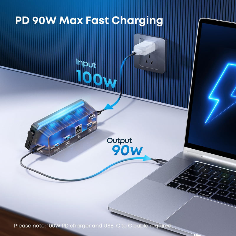 Laptop Docking Station, 7-in-1 USB C Docking Station with Screen, Multiple Built-in Apps, USB C Hub with HDMI 4K@60Hz, 1 Gbps Ethernet, 90W Max Charging for Laptop, 5Gbps USB-A/C Ports for Windows/Mac