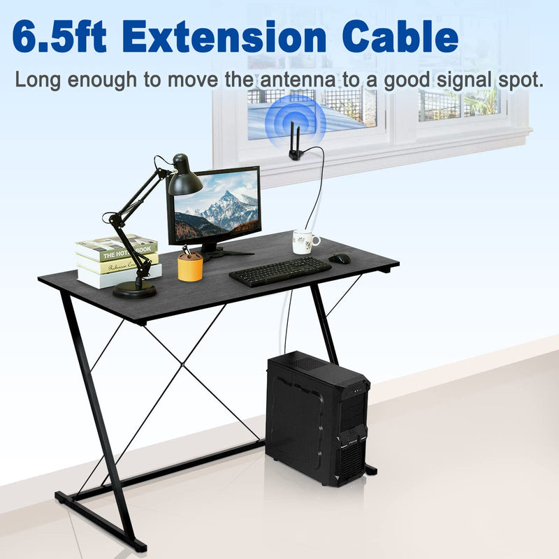 Eightwood Dual Band WiFi Antenna 2.4GHz 5GHz RP-SMA WiFi Antennae with 6.5ft Extension Cable for PC Desktop Computer PCI PCIe WiFi Bluetooth Card Wireless Network Router 8dbi wifi antenna