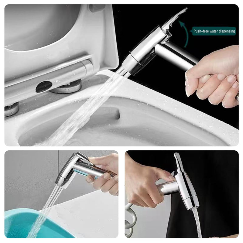 Handheld Bidet Sprayer Toilet Bathroom with Spring Hose Wall BracketSet, Closestool, Squatting Pan, Water Flower, Floor Cleaning Cloth Diaper for Bathroom Hygiene