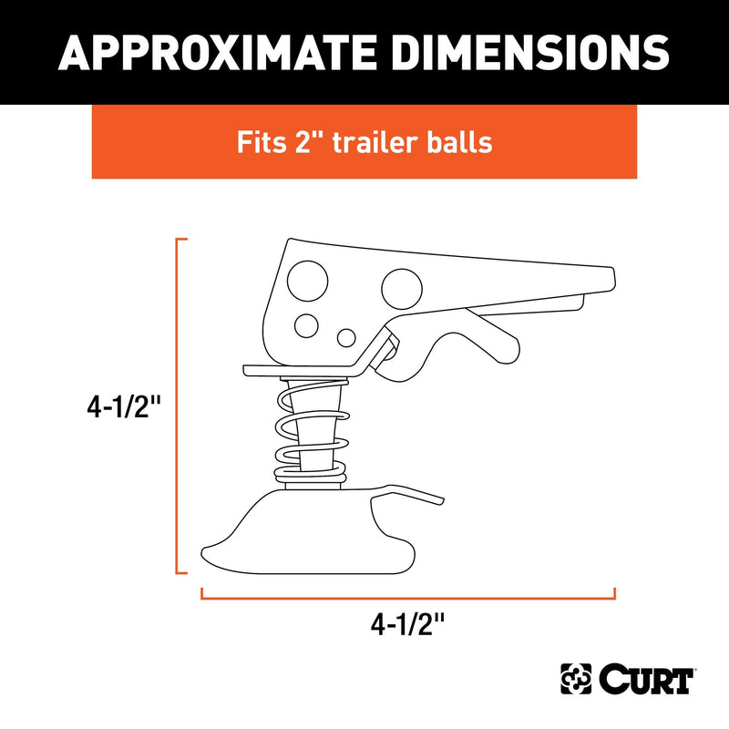 CURT 25194 Posi-Lock Coupler Replacement Latch for 2-Inch Trailer Hitch Ball, CLEAR ZINC