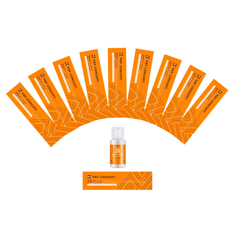 K&F Concept 24mm Full Frame Sensor Cleaning Swab*10 + 20ml Sensor Cleaner, DSLR SLR Digital Camera CMOS and CCD Sensor Cleaning Swab Kits for Nikon Sony Canon Camera Clean 10 Pack Sensor Swabs