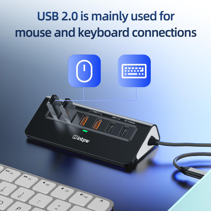 USB C Hub Ethernet, 10Gbps USB C Docking Station 10-in-1 with 4K@60Hz HDMI, Type-C & 2 USB A 3.2 Data, LAN, 2 USB A 2.0, PD 100W, SD/TF Ports, Powered USB Hub for Laptop, PC, iPhone 16/15, Mac Black