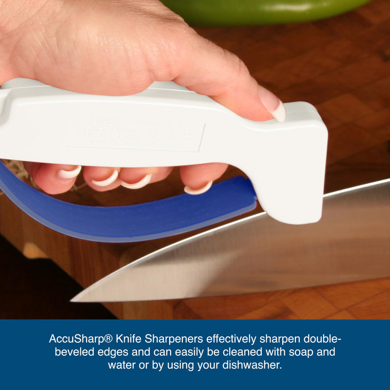 AccuSharp Hand-Held Carbide Blade Sharpener, Kitchen Knife and Chef Knife Sharpener, Professional Chef Grade Sharpening Tool, Restore and Hone Straight & Serrated Knives, 2-Pack, White White & White