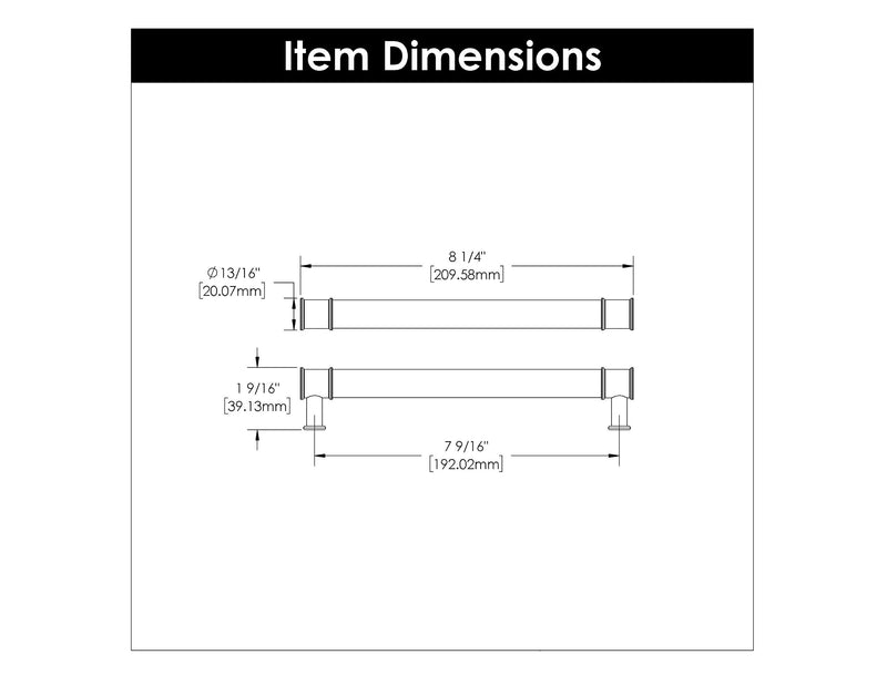 Hickory Hardware 1 Pack Solid Core Kitchen Cabinet Pulls, Luxury Cabinet Handles, Doors & Dresser Drawers, 7-9/16 Inch (192mm) Hole Center, Crysacrylic with Satin Nickel, Midway Collection 7-9/16 Inch (192mm) Center to Center