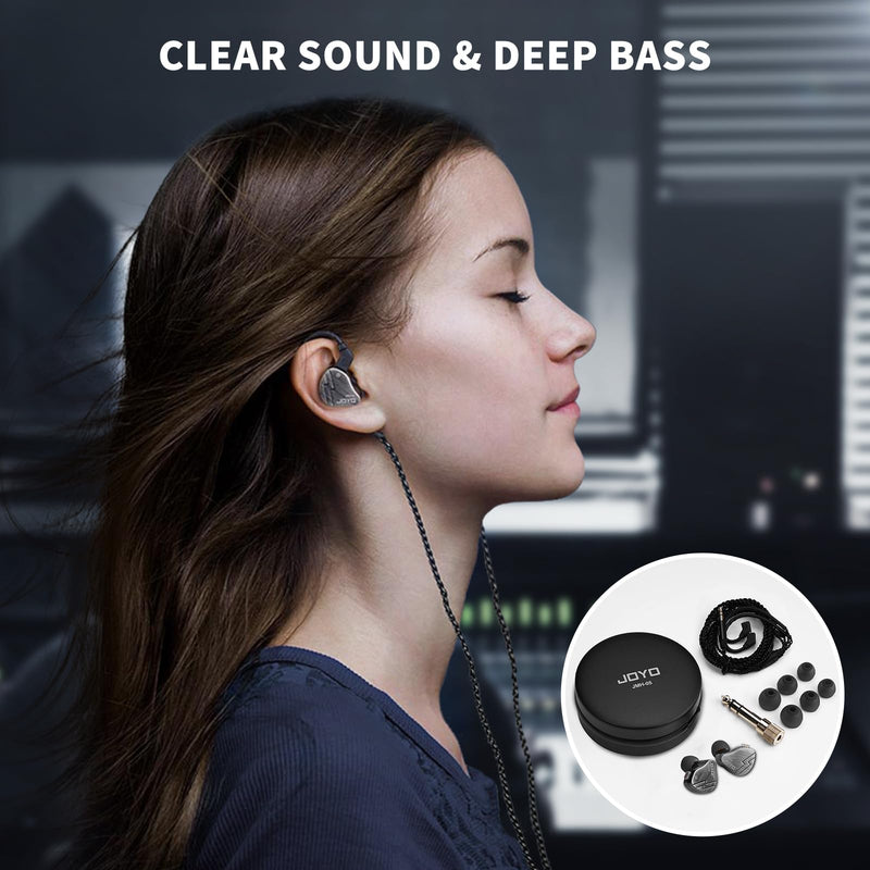 JOYO in Ear Monitor Headphones Wired IEM Earphones Noise Canceling High Resolution with Hybrid Drivers and Two Detachable Cables for Audio Recording Gaming Musicians (JMH-05)