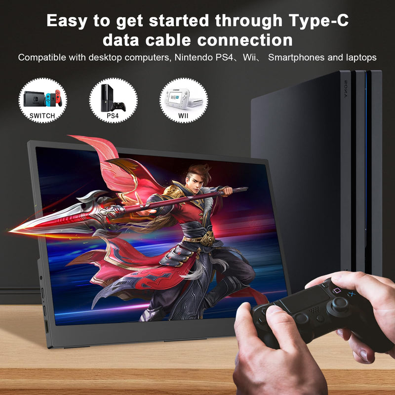 Portable Monitor for Laptop, 10.5" Screen Extender 1920x1280P IPS Travel Monitor 3:2, 500nits, 2000:1, w/45° Adjustable Stand, Standard HDMI USB-C Computer Display for Laptop PC Phone Mac PS4 Xbox 10.5" 1280P