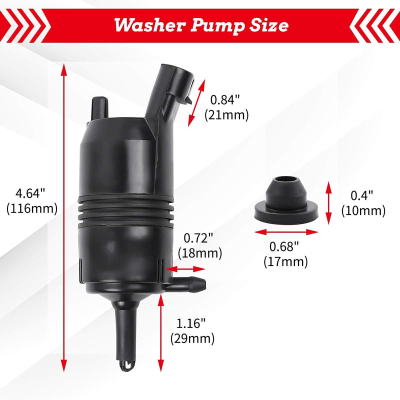 OTUAYAUTO Front Windshield Washer Pump w/Grommet - Replacement for Chevrolet (Chevy), GMC, Buick, Cadillac, Pontiac, Oldsmobile, Isuzu - OEM #: 385-232316A, 22127652, 22127653, 89001122, 89025062