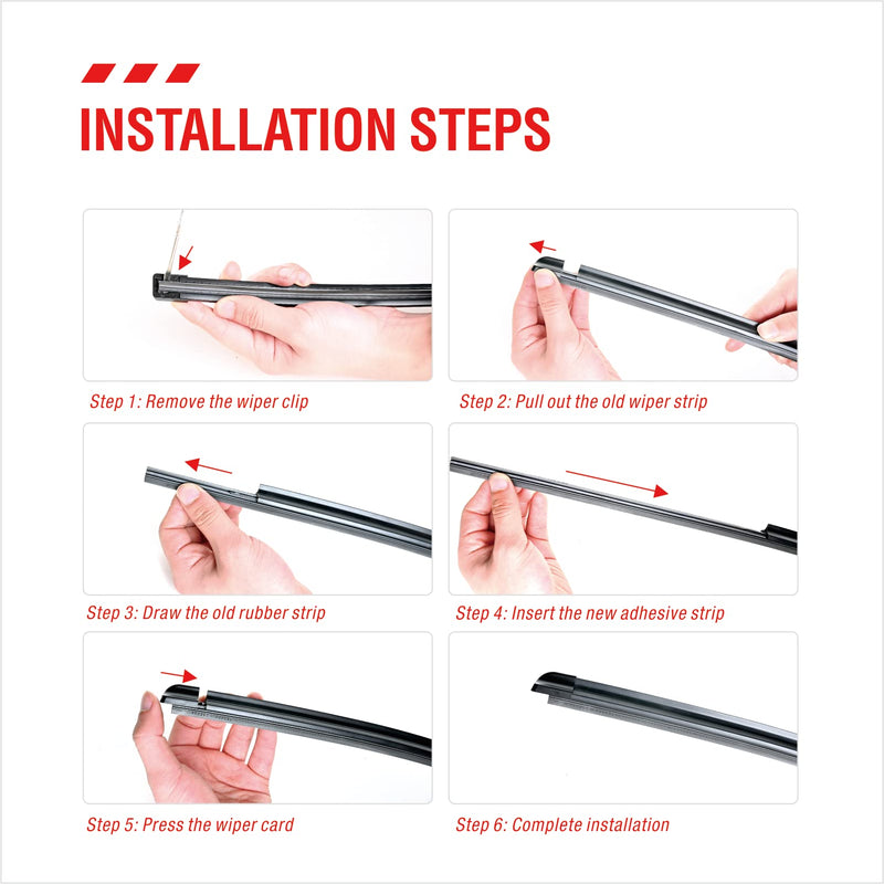 26 inch Frameless Adjustable Size of Universal 4 PCs Refills Replacement Windshield Wiper Refills Replacement for Tesla,Toyota,Hyundai,Honda Front & Rear Windshield Wiper Baldes Rubber Strips 26 inch