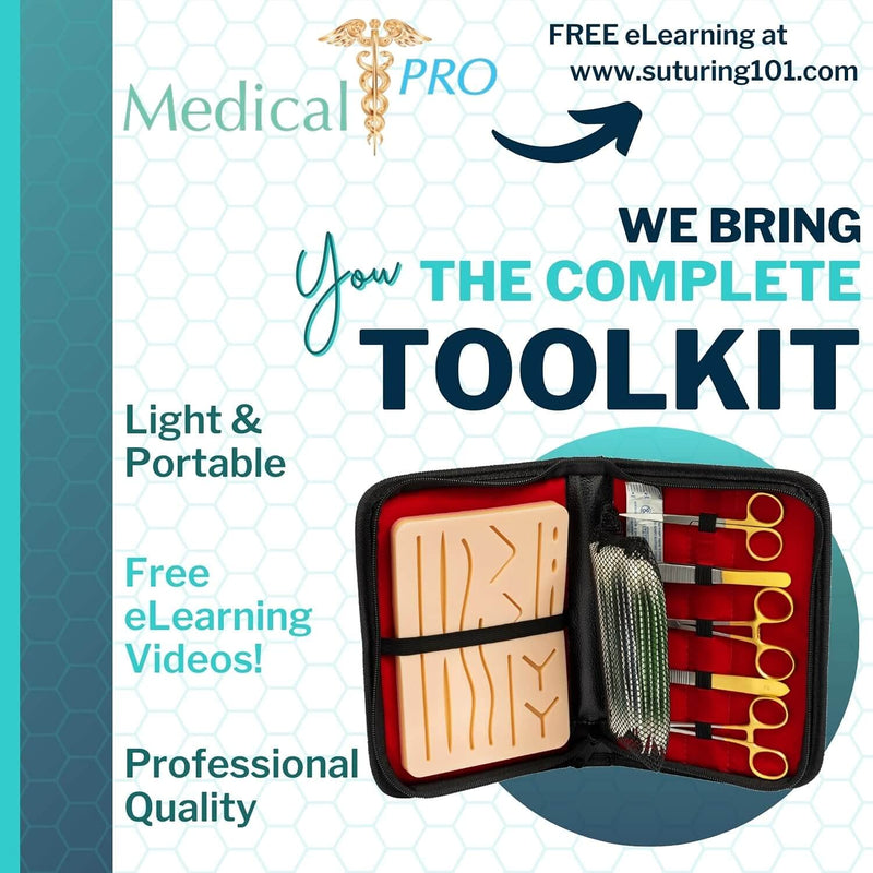 Medical Pro Full Suture Kit - Premium Suture Practice Kit with Tools and Suture Pad - Ideal Suture Kit for Medical Students - Complete Suturing Kit with Medical Grade Sutures - Surgical Training