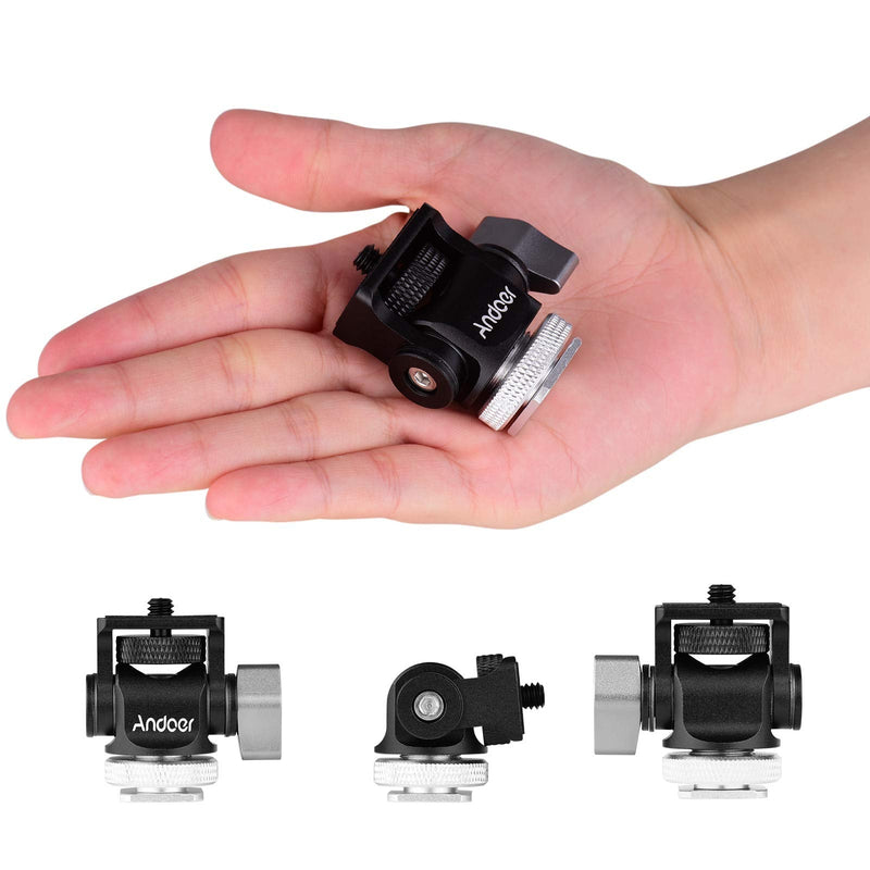 Andoer Mini Monitor Mount Tripod Head Cold Shoe Adapter Aluminum Alloy 1/4 Inch Screw for Mounting Camera Monitor Flash Microphone LED Fill Light
