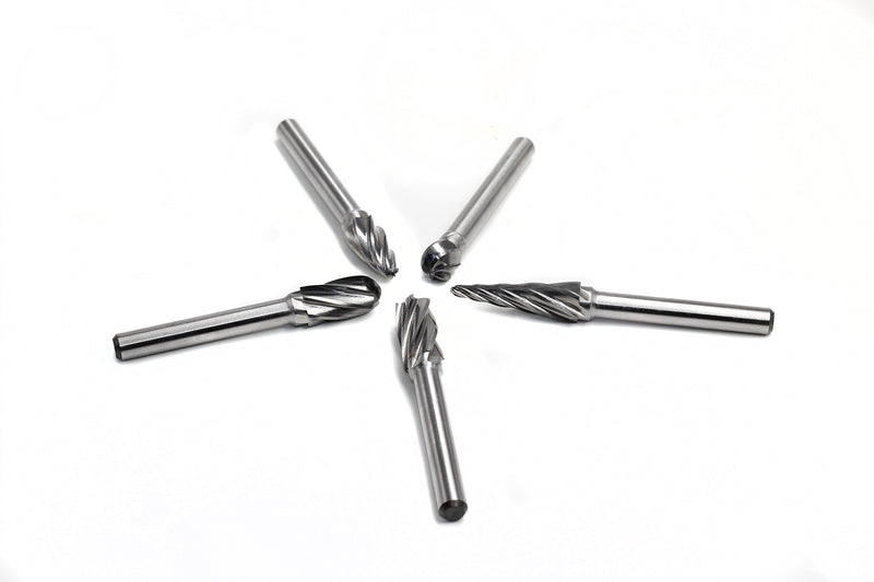 Carbide Burrs for Aluminum - 5pcs Aluma Cut Carbide Rotary Burr Files Set 1/4"(6.35mm) Shank for Die Grinder Drill,Metal Carving,Polishing,Engraving, Drilling
