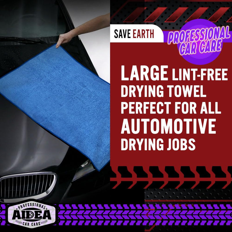 AIDEA Microfiber Towels for Cars-2PK, Large Professional Car Drying Towel, Scratch-Free, Strong Water Absorption Drying Towel for Cars, SUVs, RVs, Trucks, and Boats, 24inx 31in, Blue 2