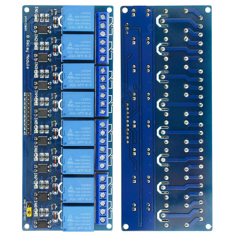 BGTXINGI 2Pcs 8 Channel Relay Module With Easy Coupling 12V Relay Expansion Plate Load Controlled Relay Switch Module Supports AVR/51/PIC Relay Control Module