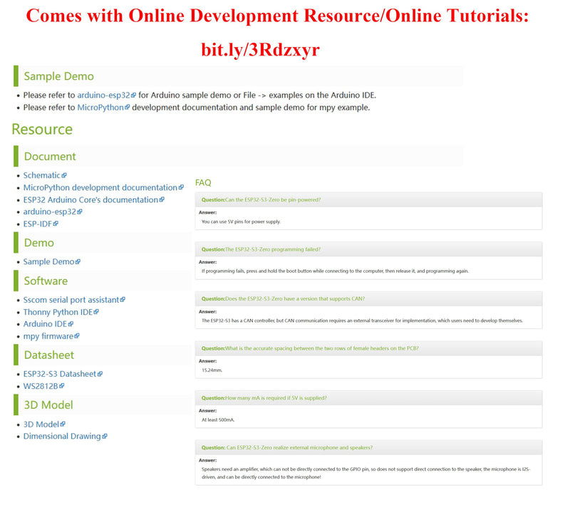 ESP32-S3 Mini Development Board, Based on ESP32-S3FH4R2 Dual-Core Processor, 240MHz Running Frequency, Support 2.4GHz Wi-Fi & Bluetooth 5, Onboard 4MB Flash Memory/2MB PSRAM-(3PCS)