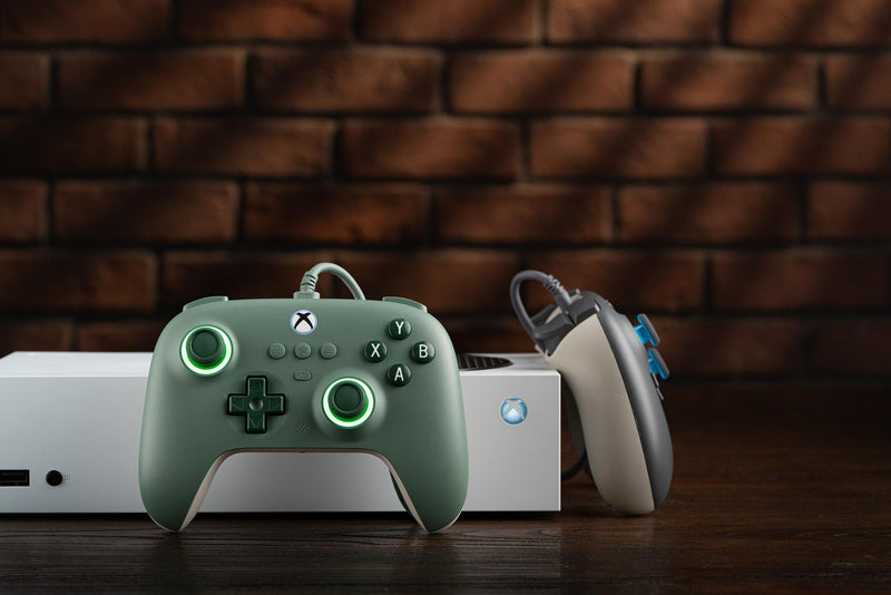8BitDo Ultimate C Wired Controller for Xbox with Hall Effect Joysticks and Hall Triggers, RGB Lighting Fire Ring, Compatible with Xbox Series X|S, Xbox One, Windows 10/11 - Officially Licensed (Dark Green) Dark Green