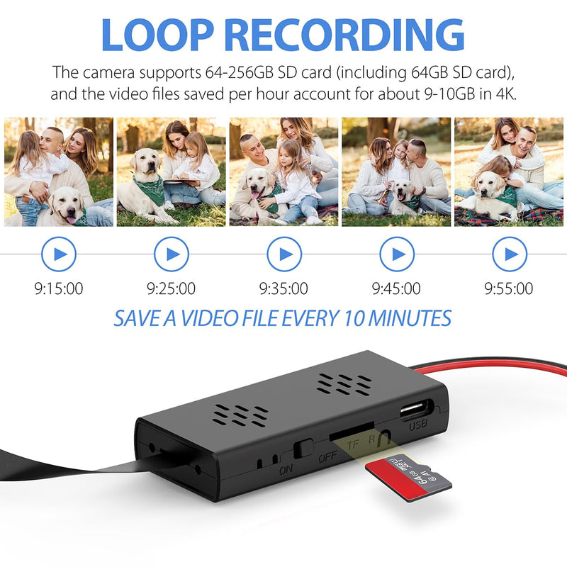 Full 4K HD Mini Hidden Camera, DIY Module Tiny Spy Wireless Remote Control Small Nanny Cam with Free 64G SD Card, Smart Home Surveillance Equipment for Security(No Need Wi-Fi)