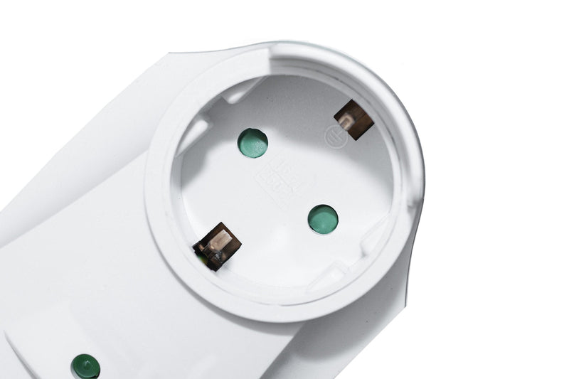 Meister protective contact extension with additional plug - 3 m cable - white - IP20 indoor use / power split / extension cable with surge protection / Schuko extension / 7430680 single