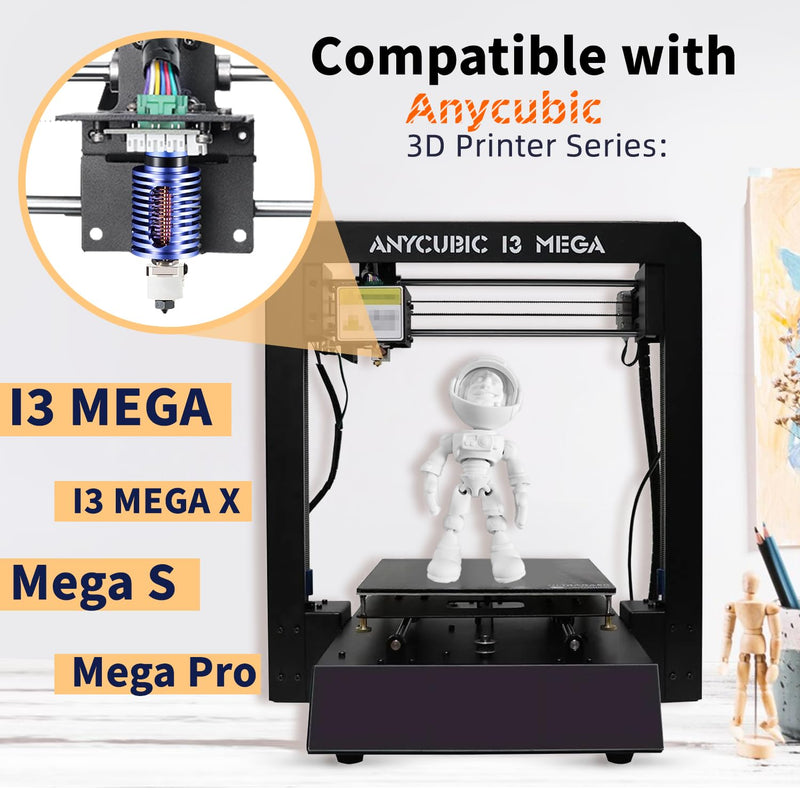 i3 Mega All-Metal Hotend Ceramic: 12V 50W Ceramic Heating Core Compatible for Anycubic i3 Mega/S/X/Pro V5 J-Head Hot end Upgrade set D