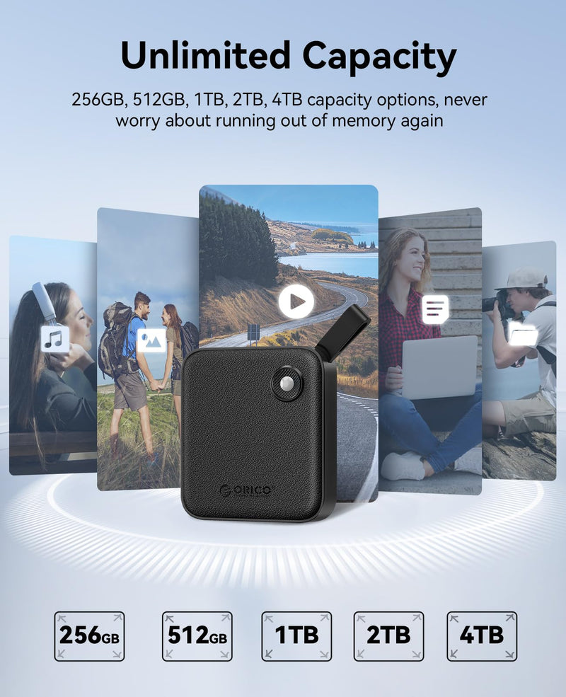 ORICO Portable SSD 1 TB with 2 in 1 USB C Cable, External Solid State Drives, Up to 460MB/s, Status Indicator, Reliable Storage for USB-C Smartphone, Tablet, PC - B5PLUS 1TB