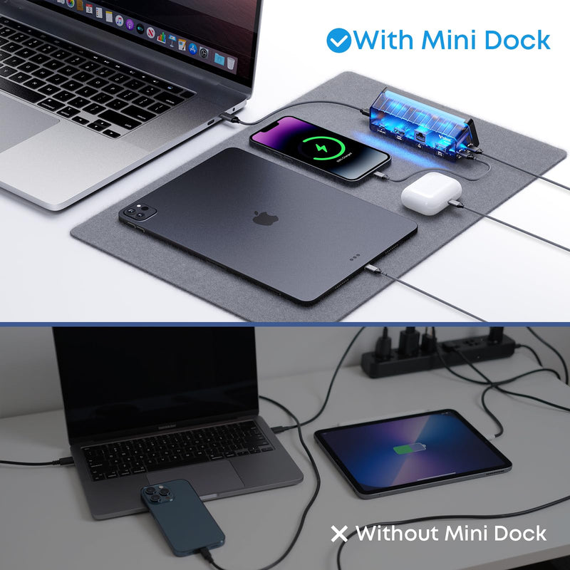 Laptop Docking Station, 7-in-1 USB C Docking Station with Screen, Multiple Built-in Apps, USB C Hub with HDMI 4K@60Hz, 1 Gbps Ethernet, 90W Max Charging for Laptop, 5Gbps USB-A/C Ports for Windows/Mac