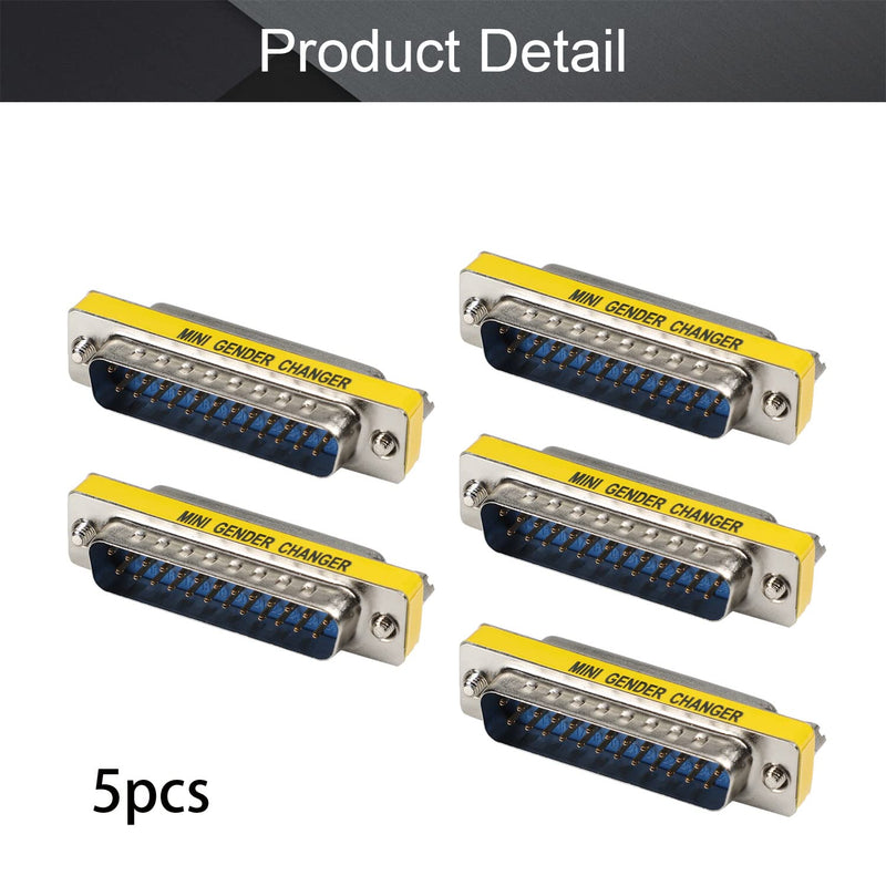 Fielect DB25 VGA Gender Changer 25 Pin Female to Male 2-Row Mini Gender Changer Coupler Adapter Connector for Serial Applications Blue Pack of 5 25pin DB25 Male to Female Blue 5Pcs
