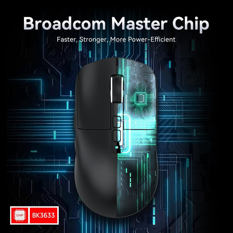 x Attack Shark X6 Wireless Gaming Mouse with RGB Charging Dock, 49g Ultralight, PixArt PAW3395 26000 DPI, 2.4G/Wired/Bluetooth, G502 200Hrs Battery Programmable Mice for Win/Mac - Black Mouse&Tape&Base