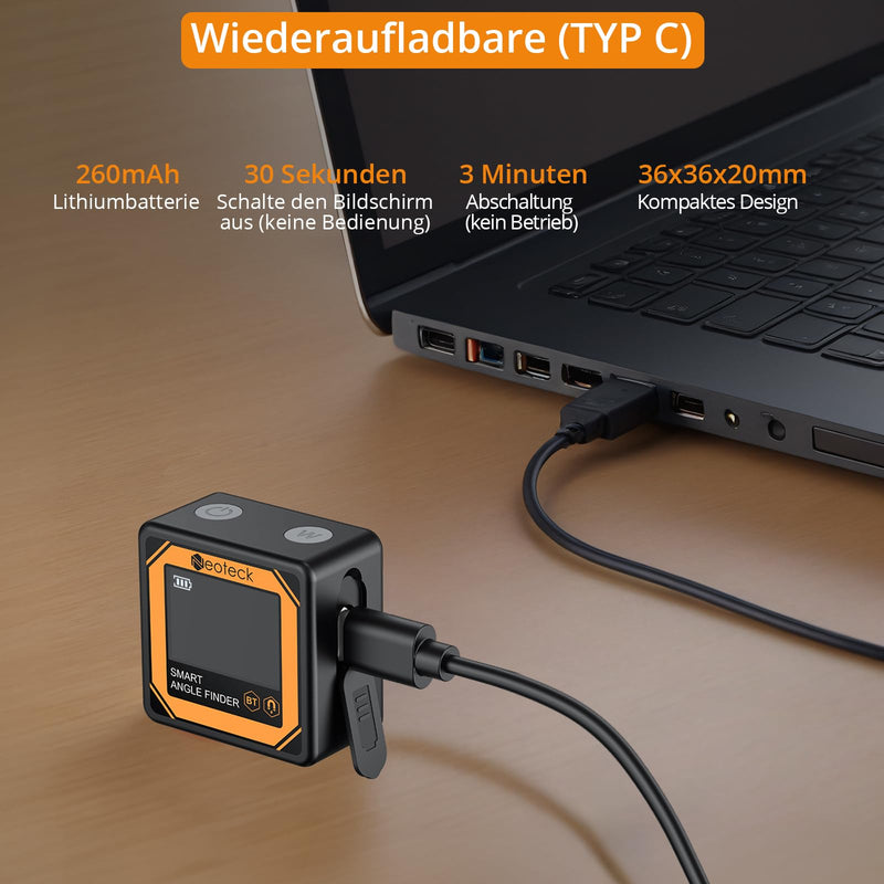 Neoteck Digital Inclinometer Mini with Wireless Transmission Portable Digital Protractor Level Box for Woodworking, Construction, Mechanical Engineering
