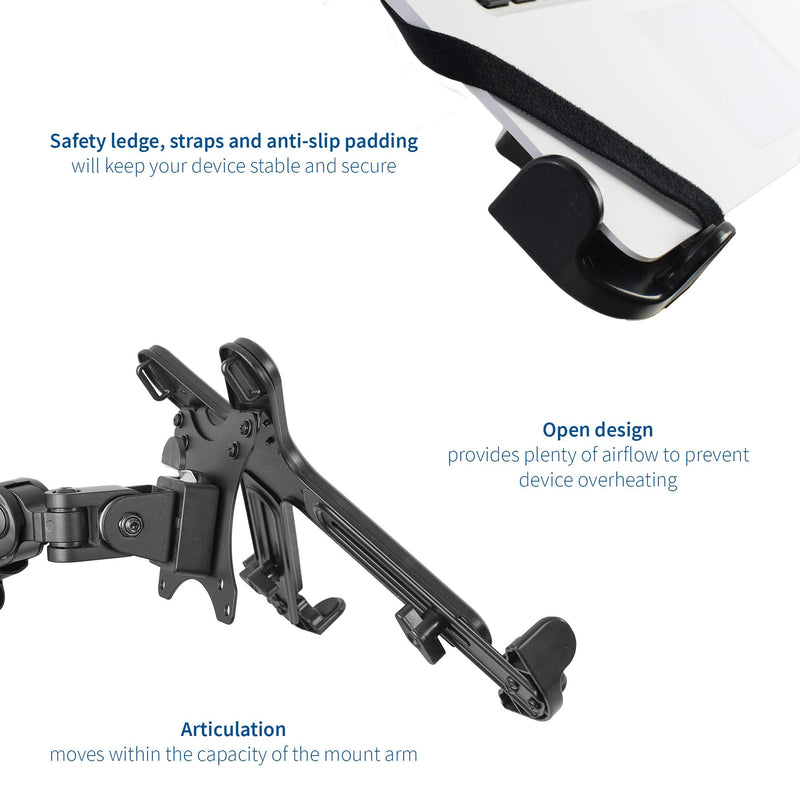 VIVO Adjustable 11 to 17 inch Laptop Holder Only for VESA Compatible Monitor Arms, Notebook Adapter for VESA Monitor Mounts up to 100x100mm Stand-LAP4